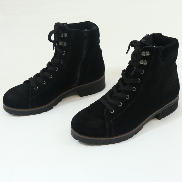 Crown Vintage Black Suede Leather Otter Combat Boots - Picture 2 of 8